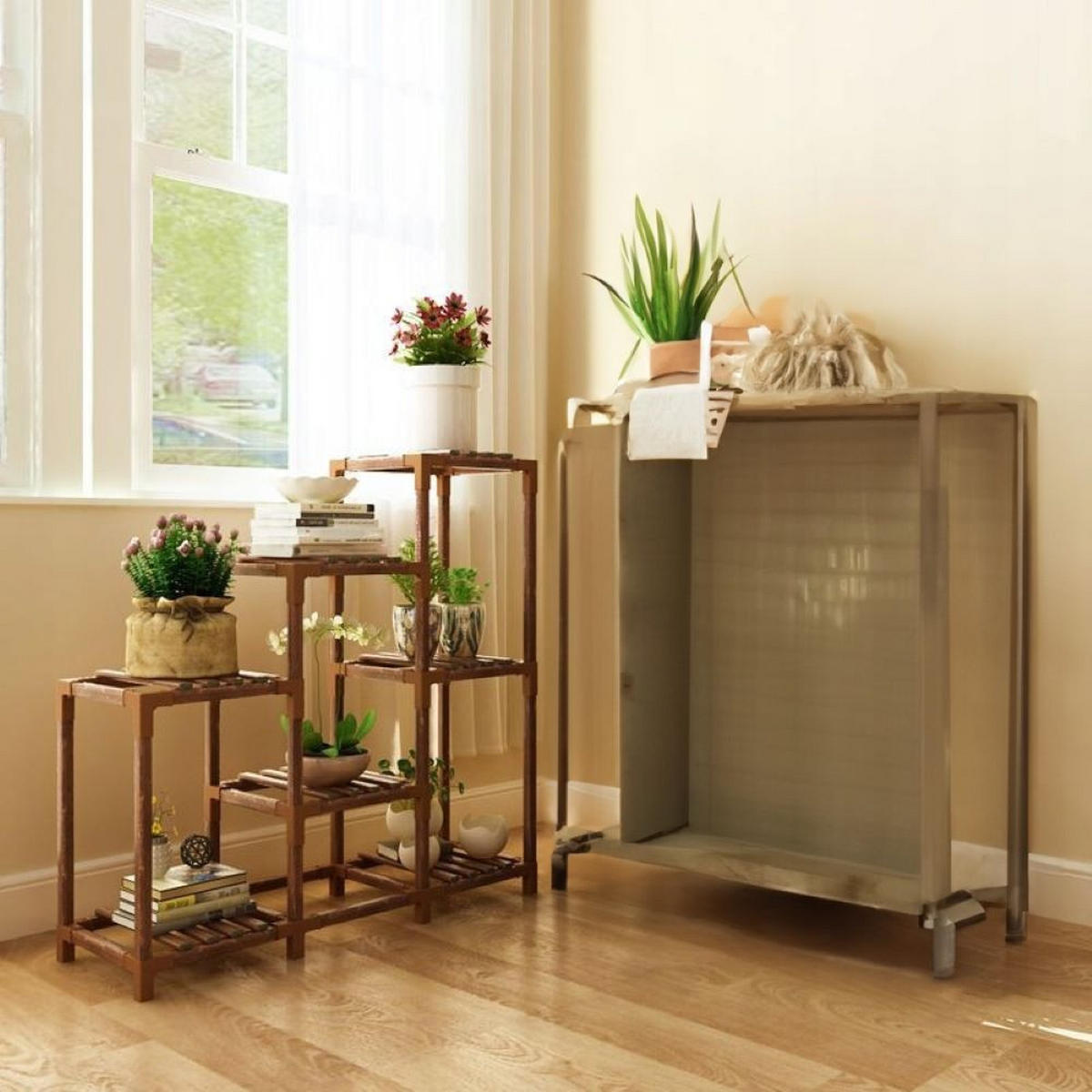 BLUMENSTÄNDER, braun 82/25/78 cm - Braun, Holz (25/82/78cm) - Rebiko