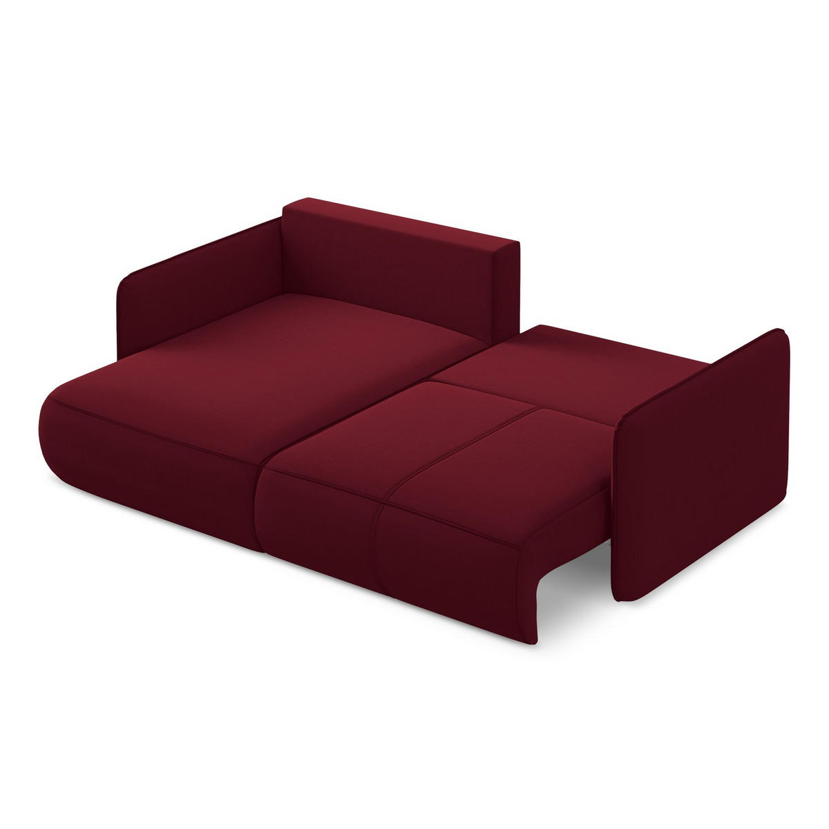 ECKSOFA mit Schlaffunktion Samt Stoff Rot - Bordeaux/Rot, Kunststoff/Textil (148/207cm) - Makamii