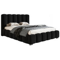 POLSTERBETT 200x200 Pearl, Samtstoff, Bettkasten, Lattenrost, Schwarz - Schwarz, Holz/Textil (200/200cm) - Emporius