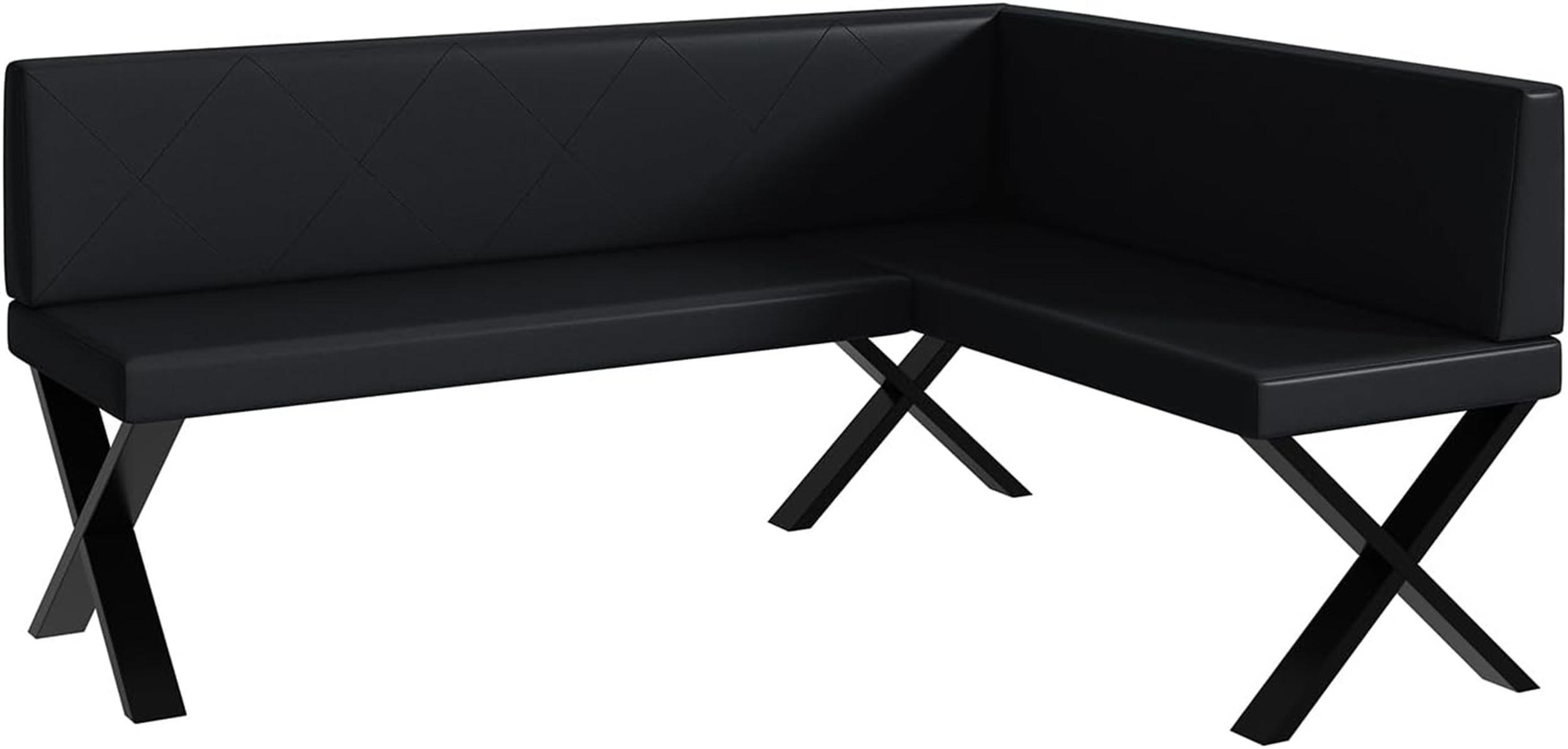 ECKBANK ERIC_X - Schwarz, Leder (128/168cm) - Meblini