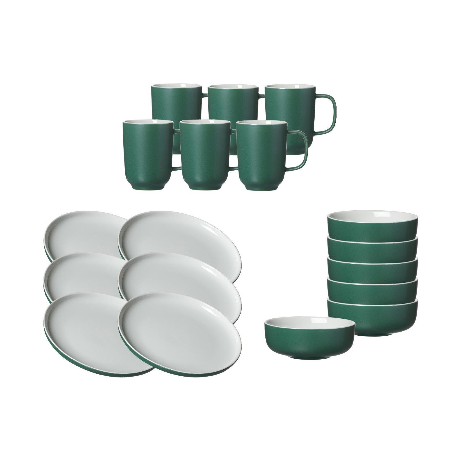 FRÜHSTÜCKSSERVICE Jasper grün 18er Set - Grün, Keramik (1/1/1cm) - Ritzenhoff Breker