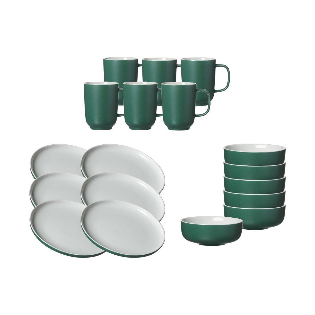 FRÜHSTÜCKSSERVICE Jasper grün 18er Set - Grün, Keramik (1/1/1cm) - Ritzenhoff Breker