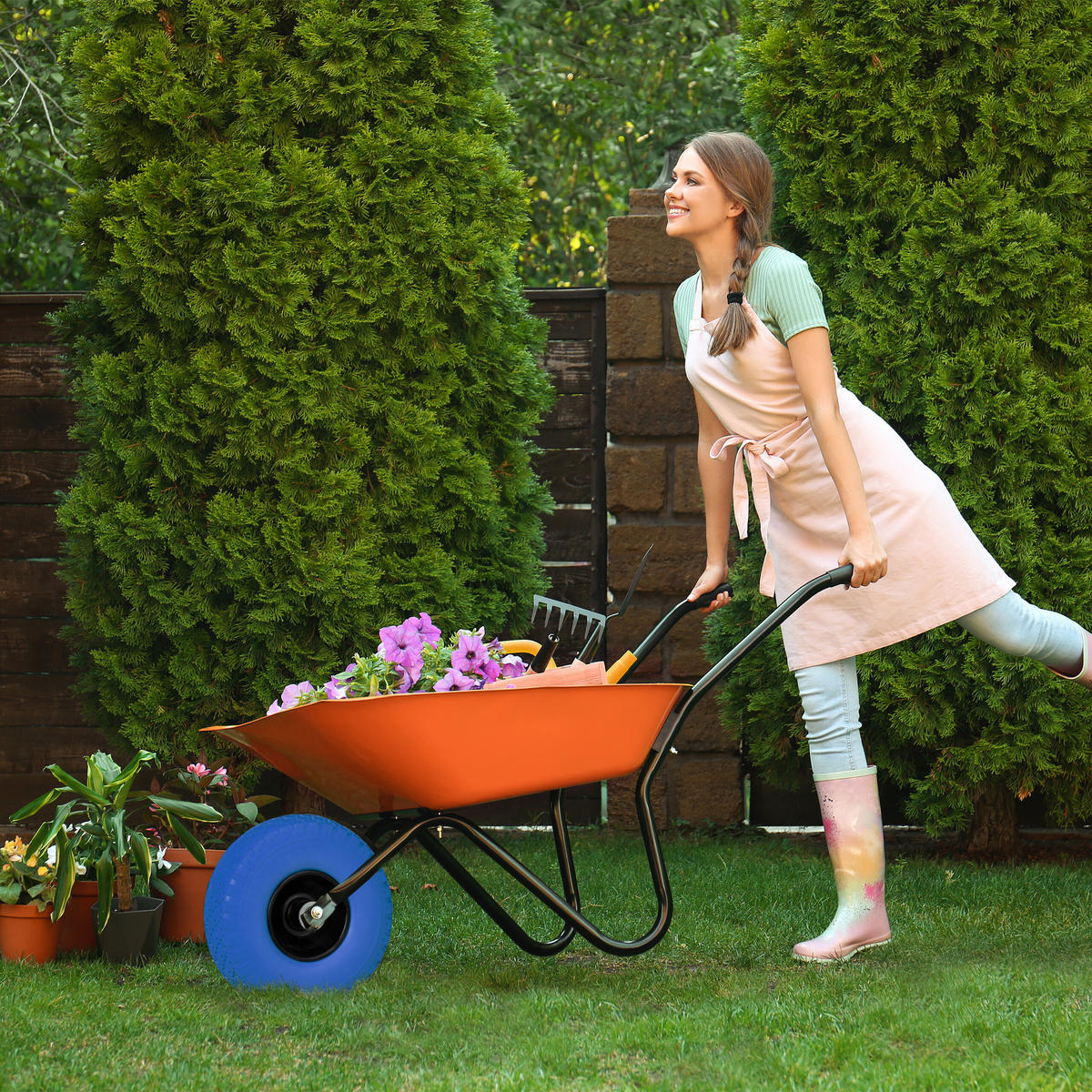 2xSCHUBKARRENRAD - Multicolor, Kunststoff/Metall (7.5/26/7.5cm) - Relaxdays