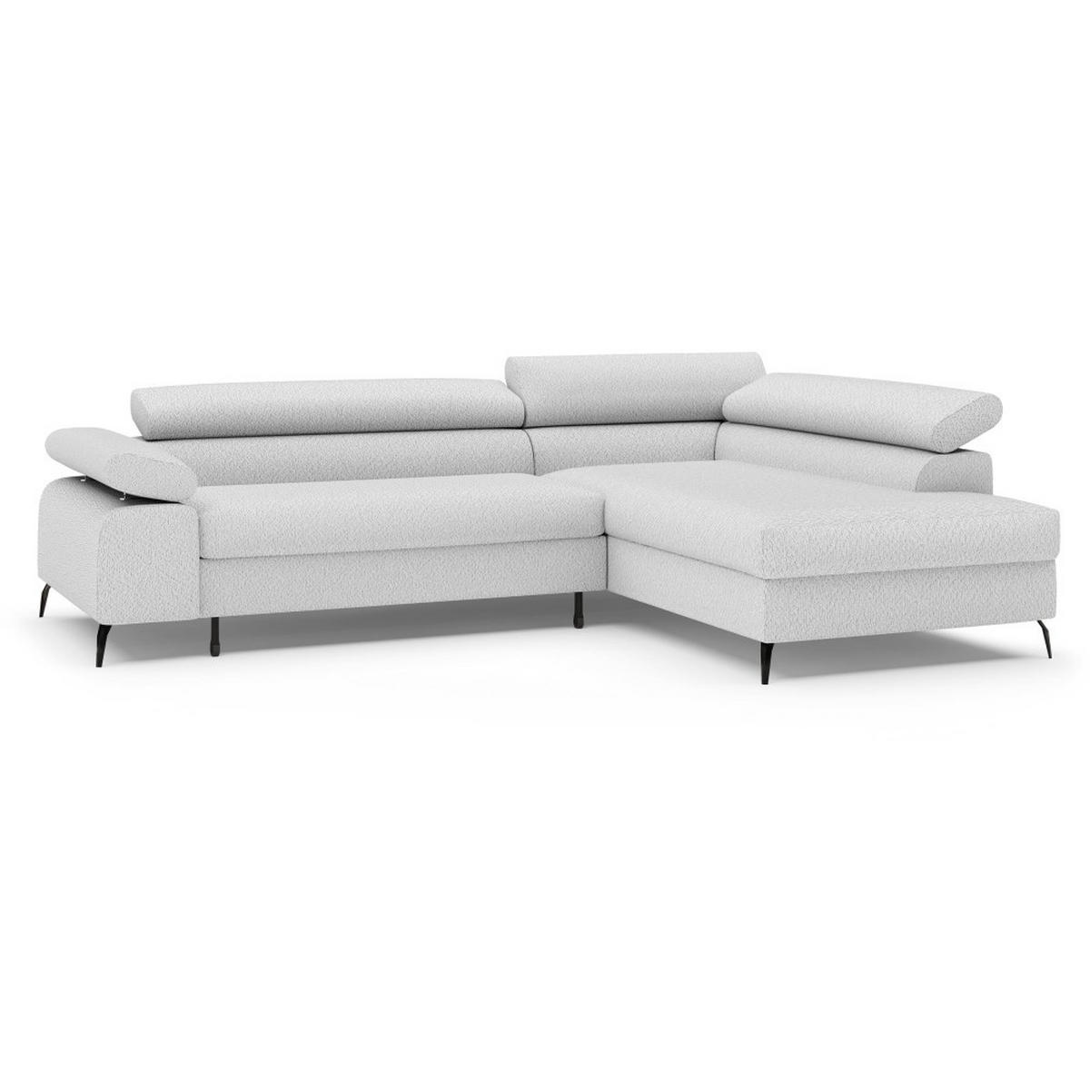 ECKSCHLAFSOFA Mellow mit Bettkasten, Hellgrau, rechts - Hellgrau/Schwarz, Textil (270/205cm) - Beautysofa