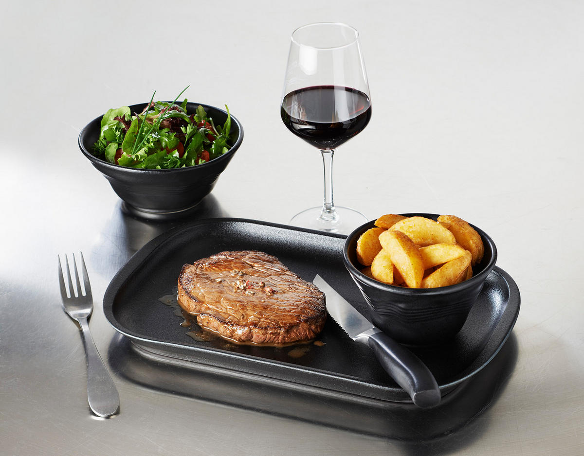 FLEISCH & STEAKPLATTE RECHTECKIG 29 cm gusseisen Optik - Schwarz, Keramik (19/2/29cm) - Revol Porcelaine France