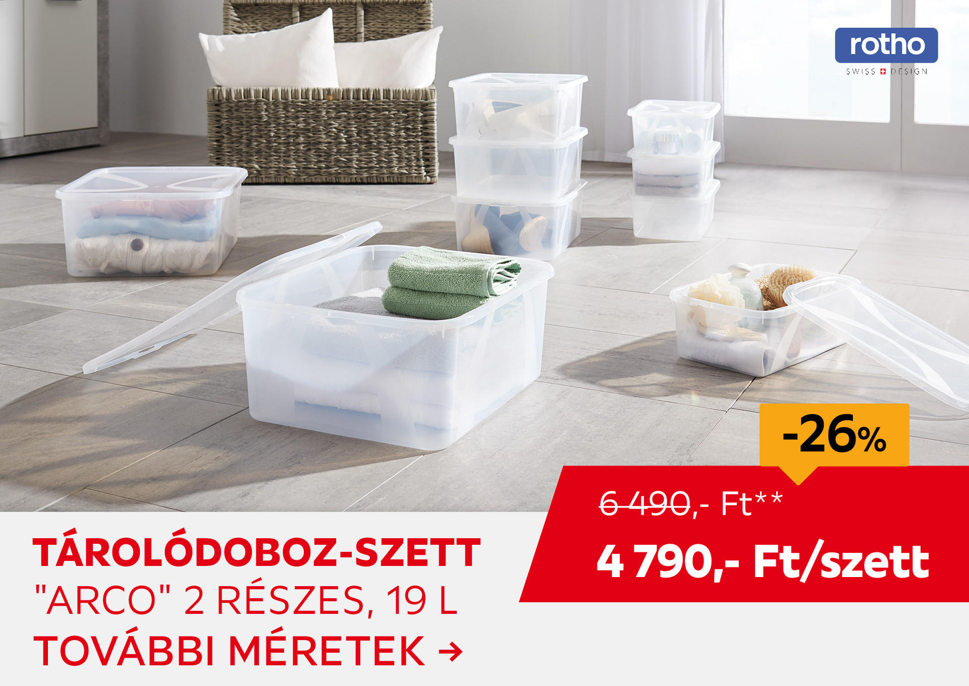 Tárolódoboz-szett "Arco", 2 részes, 19 L Kiemelt termék 6490 Ft.- helyett 4790 Ft.-