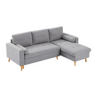 ECKSOFA mit Schlaffunktion & Bettkasten – Stoff – Hellgrau – KORI - Hellgrau, Textil (225/146cm) - Vente-Unique