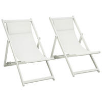 ALUMINIUM-SONNENLIEGE, 2er-Set, Weiß, 5-fach verstellbare Rücken- und Kopfstütze, 60 x 100 x 85 cm - Weiß, Metall (100/85/60cm) - Vallsero
