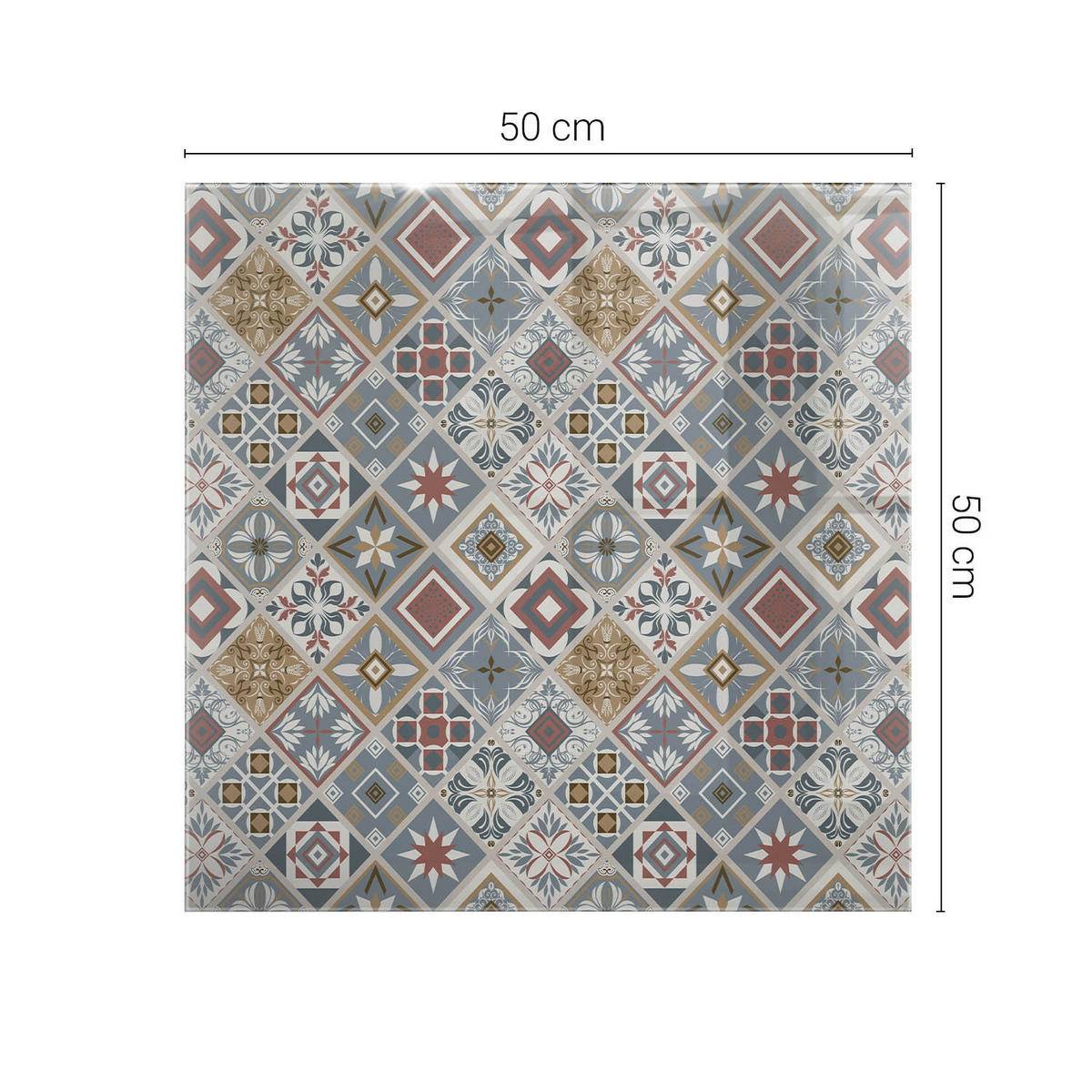 TISCHPLATTE 50x50 cm Mosaikmuster mit Ornamenten - Multicolor/Grau, Glas (50/50/0.4cm) - TULUP
