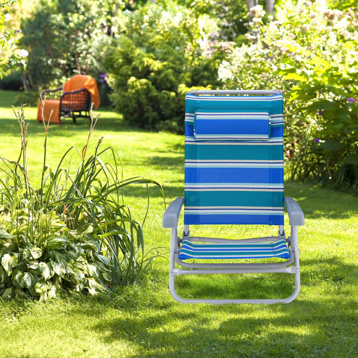 KLAPPLIEGESTUHL - Multicolor, Kunststoff/Textil (59/78/85cm) - Relaxdays