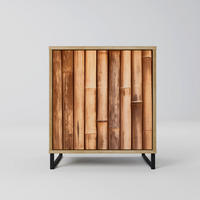 SIDEBOARD NATURAL WOOD, Eichefarben, 57,5x42x67,5 cm, Schwarze Metall-Rahmenfüße - Eichefarben/Multicolor, Holzwerkstoff/Metall (57.5/67.5/42cm) - SpaceRebels