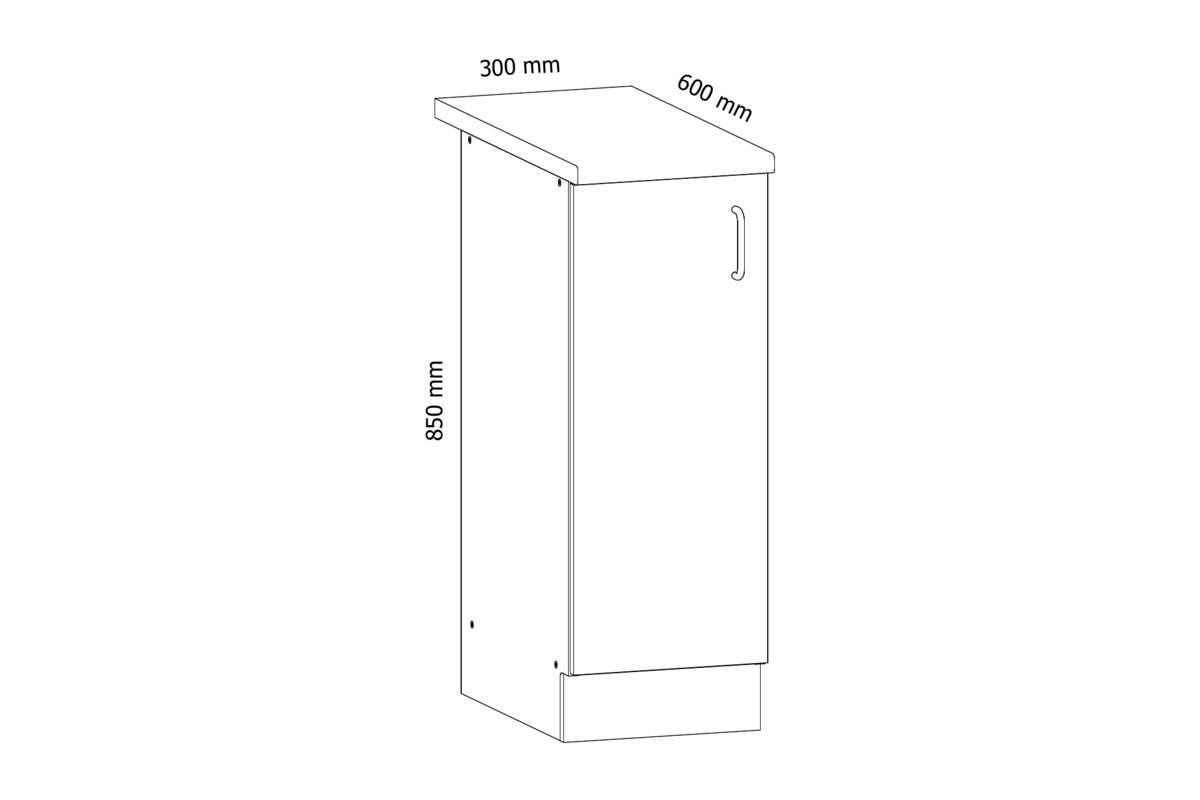 UNTERSCHRANK D30 – Sycylia Milano – für kleine und große Küchen – Milano / Walnuss / Rechts - Walnussfarben, Holzwerkstoff (30/82/47cm) - ROYAL24_MARKT