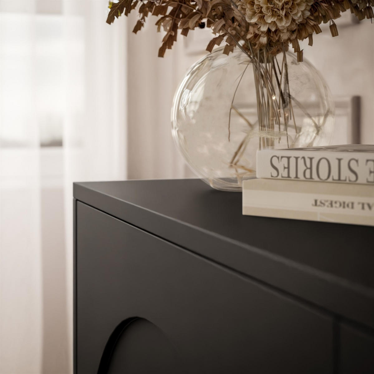 TV-ELEMENT ARIADNA schwarz dreitürig - Schwarz, Holzwerkstoff (154/51/35cm)