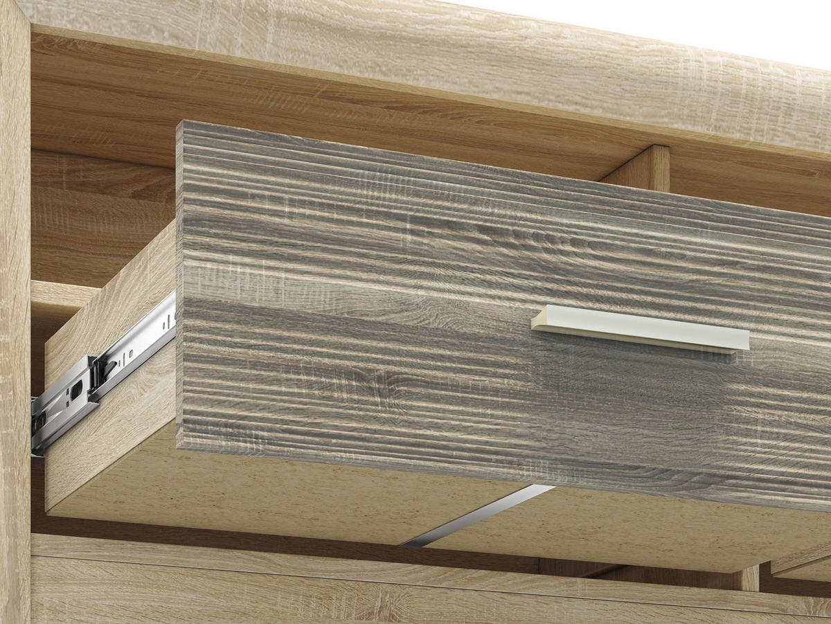 LOWBOARD Castel Sonoma Eiche / Sonoma Eiche Trüffel 138 / 43 / 52cm - Braun, Holz/Holzwerkstoff (138/52/43cm) - Feldmann-Wohnen