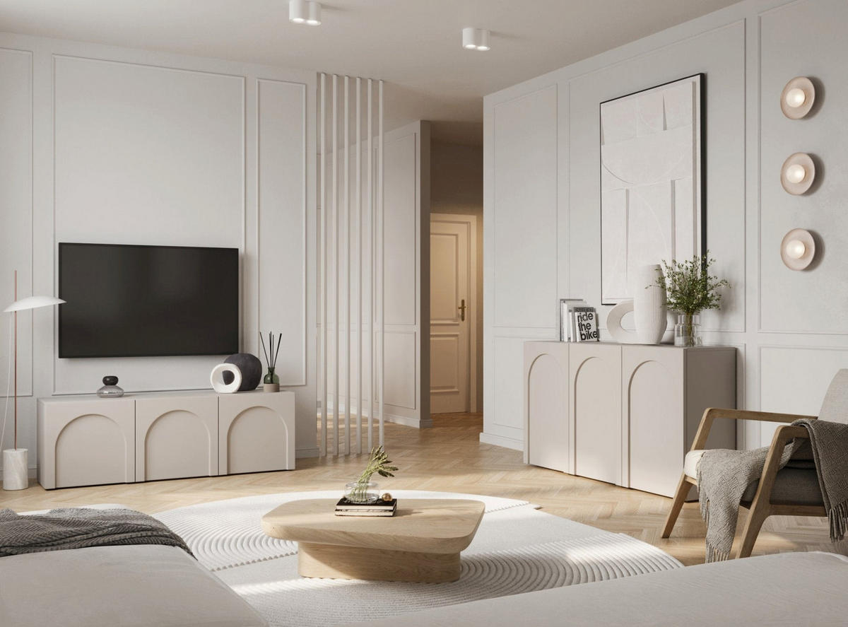 TV stolek Arkadia kašmírově šedý 150/49/35 cm - kašmírová/šedohnědá, kompozitní dřevo (150/49/35cm) - Selsey