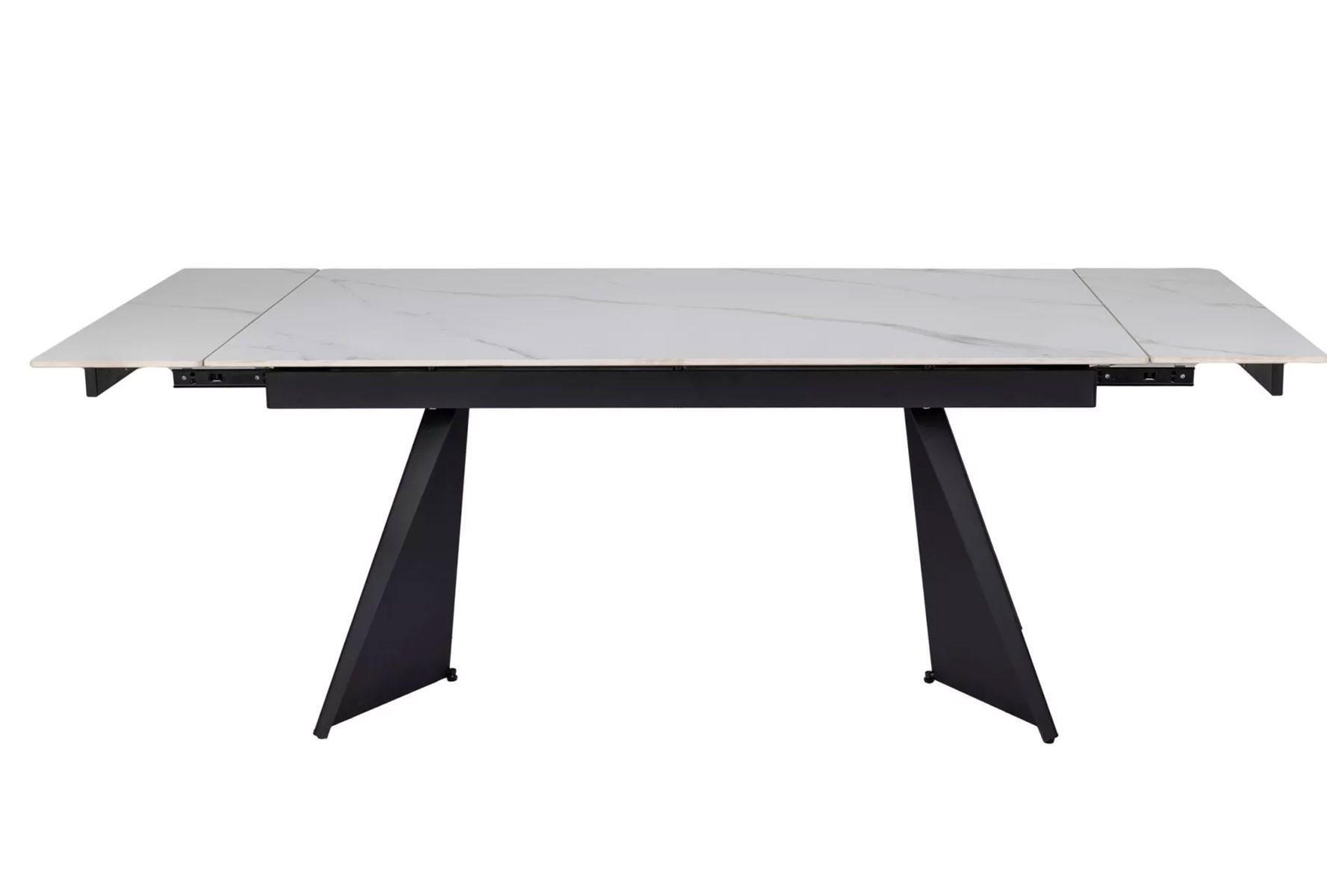 ESSTISCH Laconi Weiß Marmor / Schwarz Matt 160-220 / 90 / 75cm - Schwarz/Weiß, Holz/Keramik (90/220/75cm) - Feldmann-Wohnen