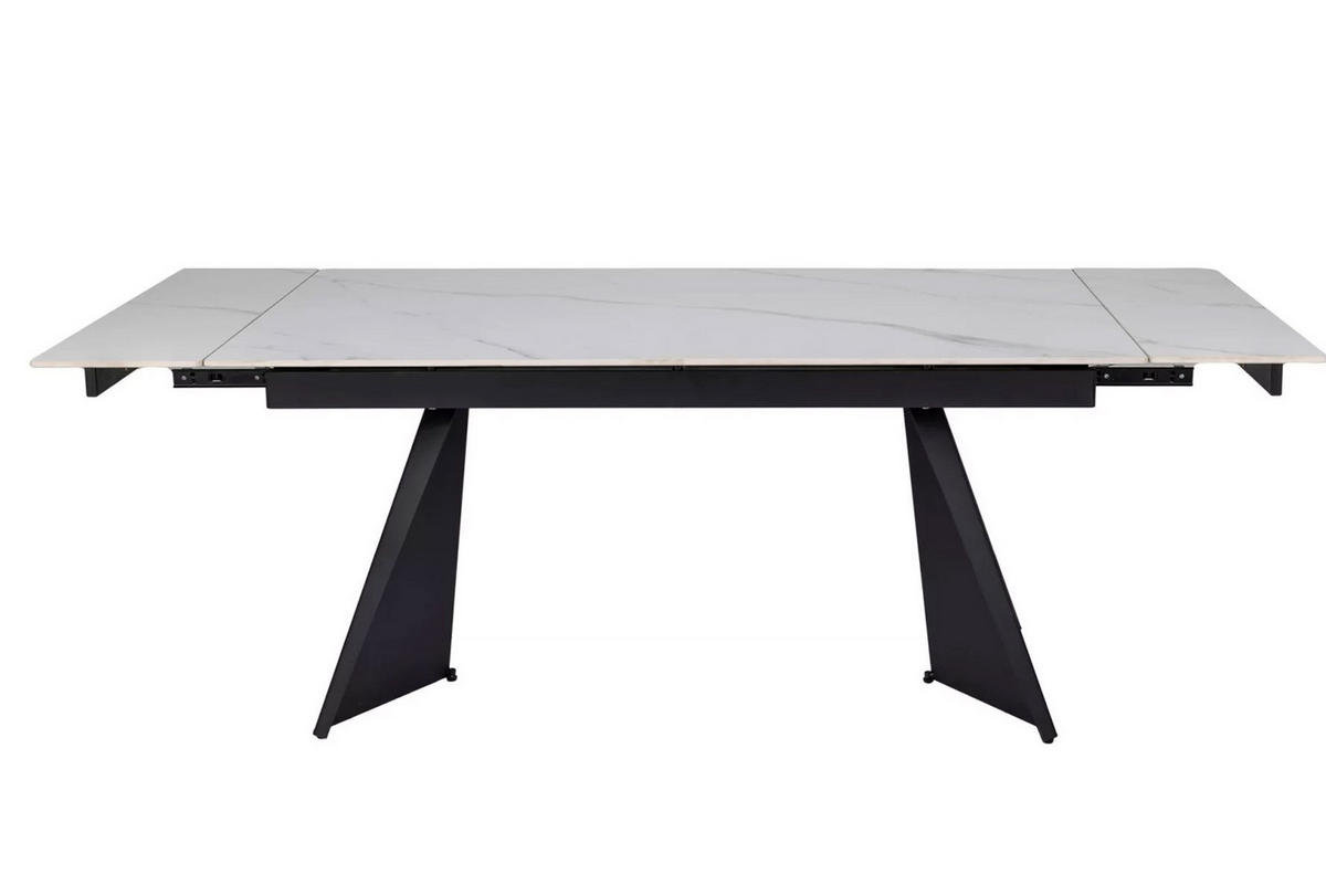 ESSTISCH Laconi Weiß Marmor / Schwarz Matt 160-220 / 90 / 75cm - Schwarz/Weiß, Holz/Keramik (90/220/75cm) - Feldmann-Wohnen