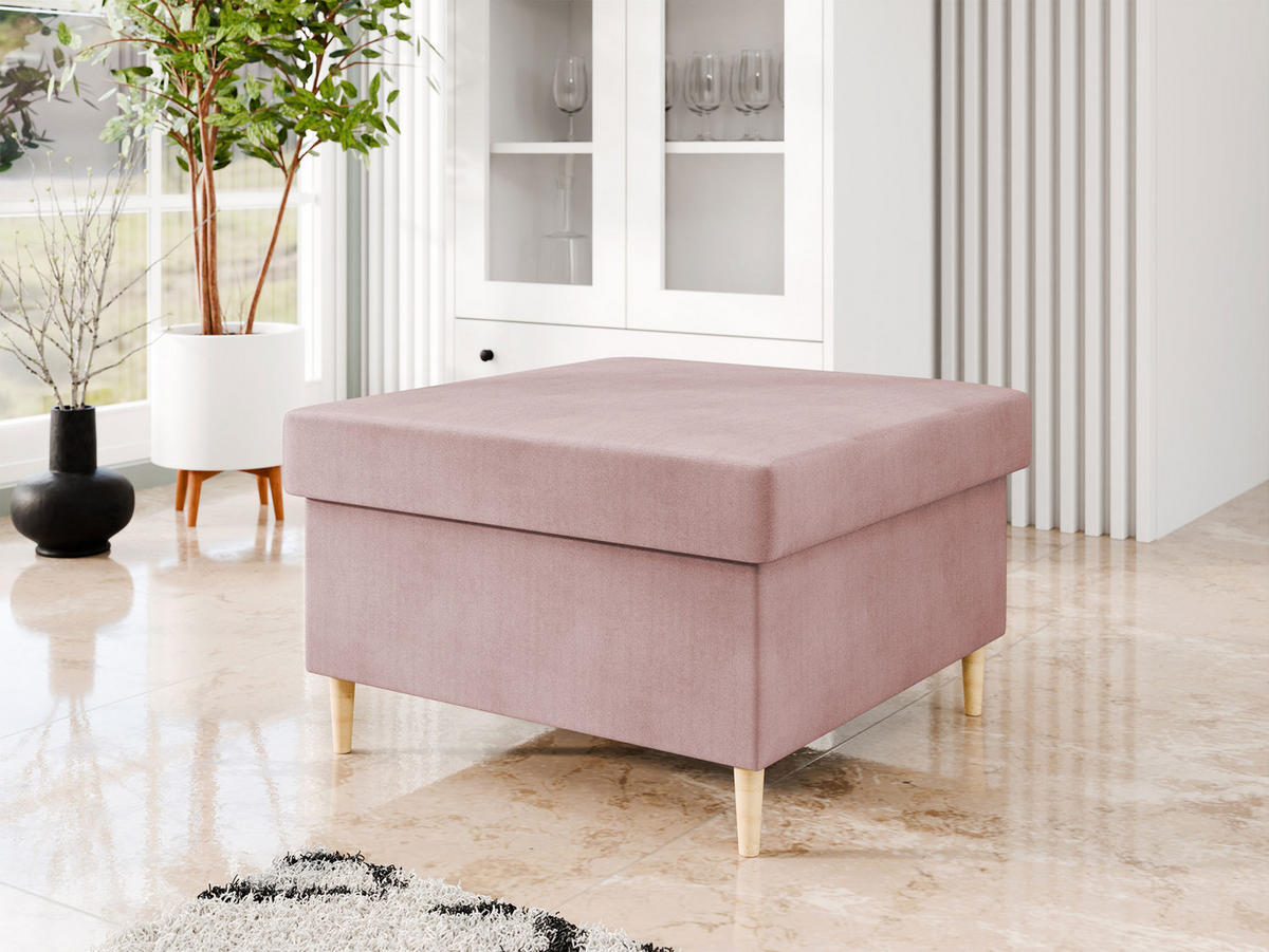 POLSTERHOCEKR Zako P - Naturfarben/Rosa, Holz/Textil (70/43/70cm) - MIRJAN24