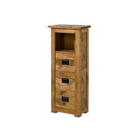 KOMMODE Mango 50x30x120 natur lackiert RAILWAY #181 - Hellbraun, Holz (50/120/30cm) - Massivmoebel24