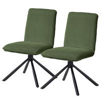 ESSZIMMERSTUHL - 2er-Set - Metall / Textil - Olivgrün, Textil/Metall (50/88/62cm) - home24