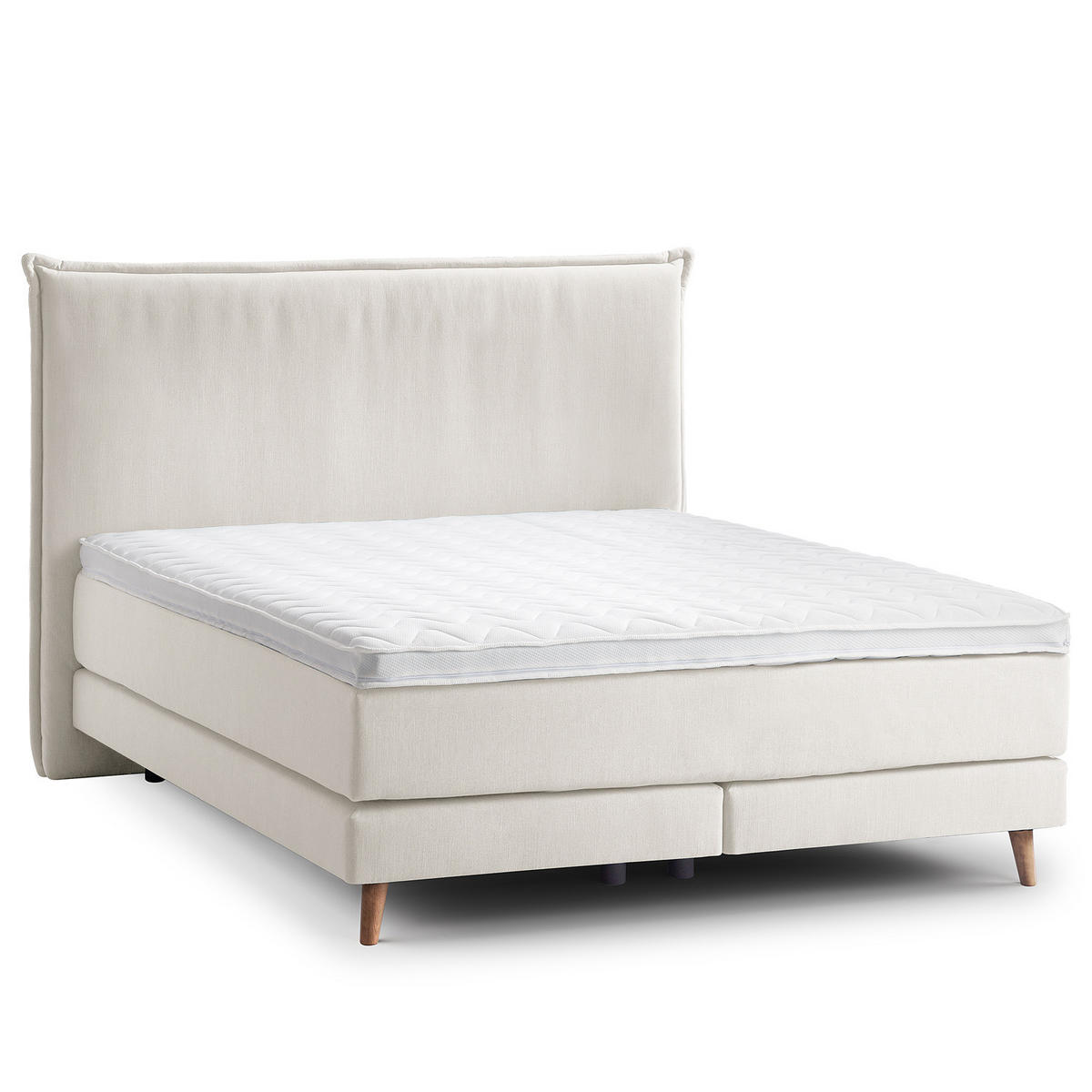BOXSPRINGBETT - Klassisch - Platinfarben, Holz (160/200cm) - home24