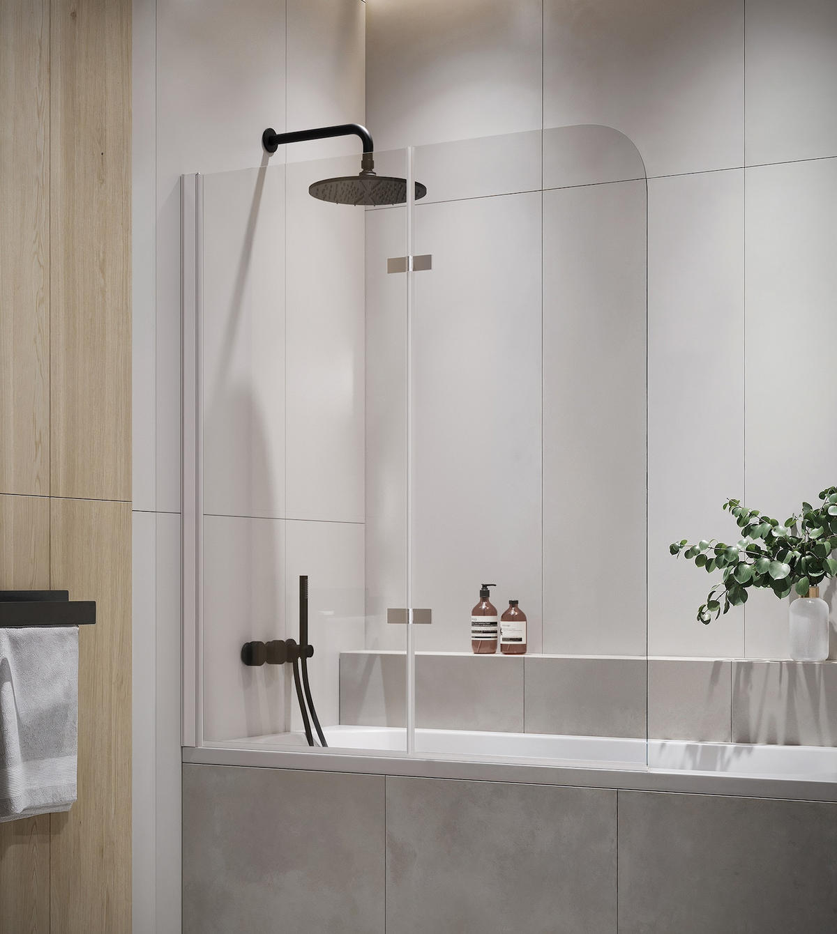 BADEWANNE Austin 2 Teile cm Chrom - 110 x 140 cm - Chromfarben, Glas (110/140cm) - Badplaats
