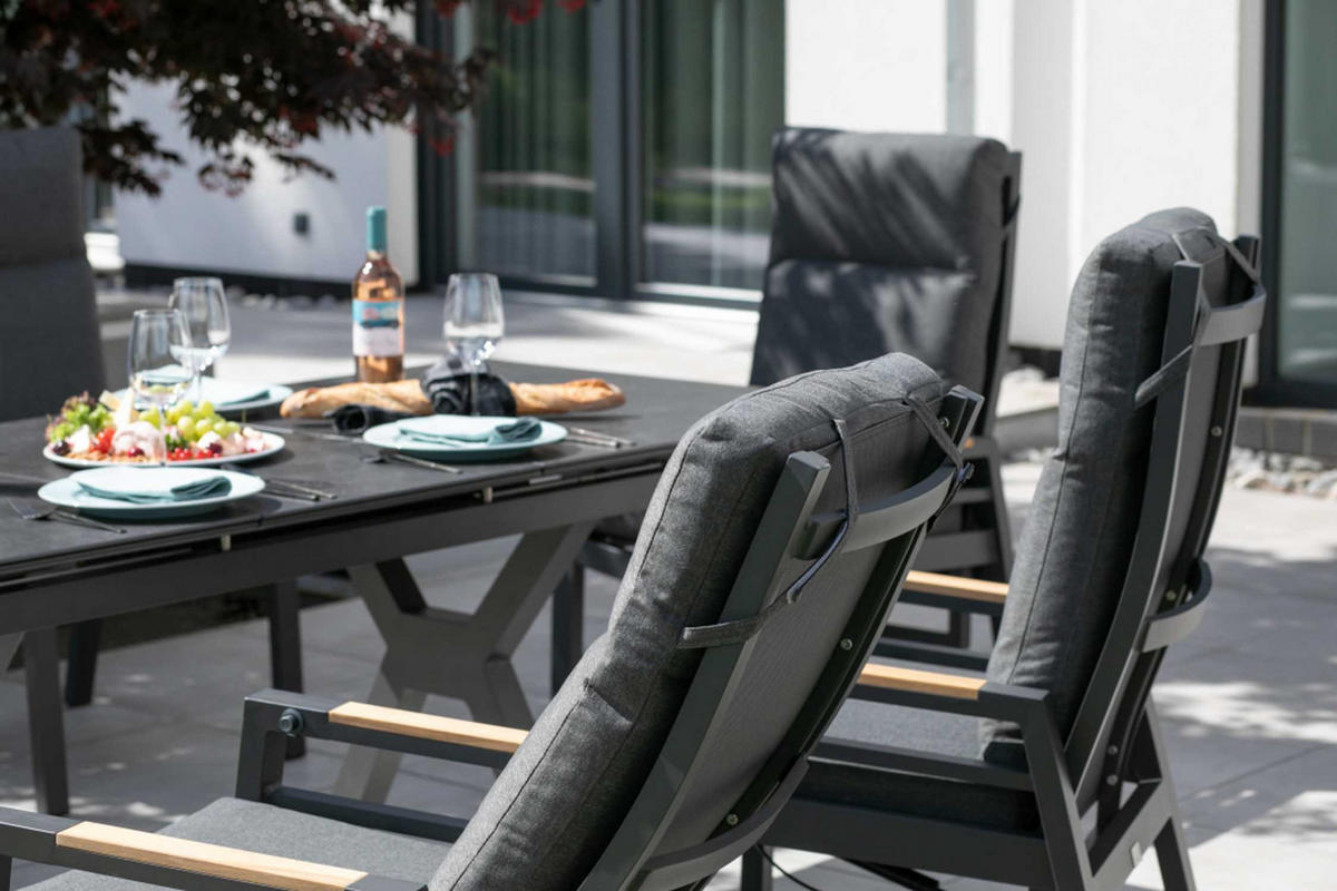 RELAXSESSEL Sevilla Alu/Textilene inkl. Kissen anthrazit - Grau, Metall (78/122/62cm) - Mr. Deko