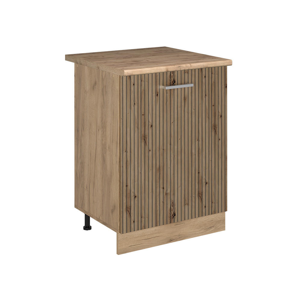 SPODNÍ SKŘÍŇKA KUCHYŇSKÉ LINKY R-Line, Řemeslný dub/Zlatý mocný dub, 60 cm s 1 dveřmi pracovná doska Dub Goldkraft - dub artisan/barva dubu, kompozitní dřevo (60/81.6/60cm) - Vicco