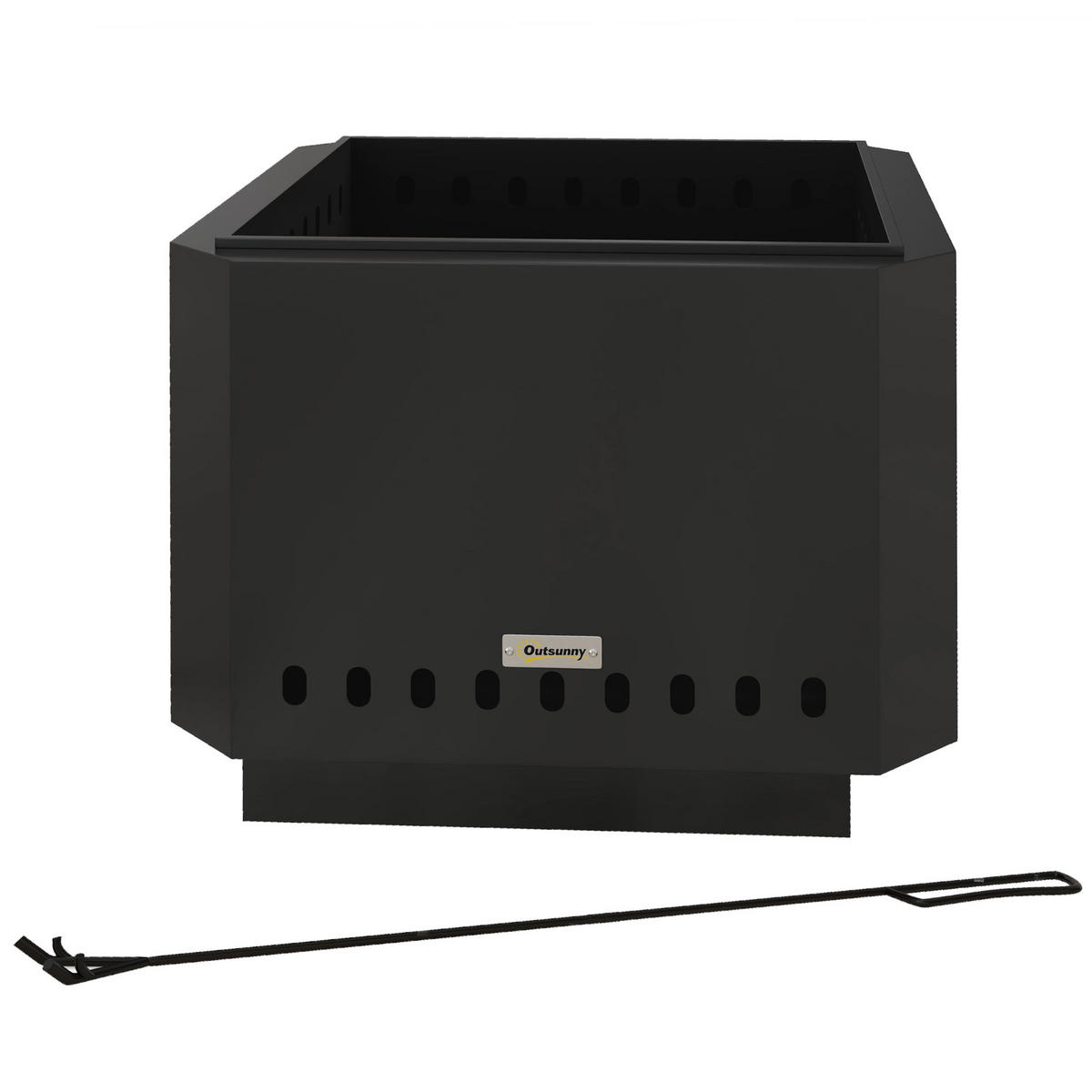 FEUERSCHALE DE-10348 inkl. Schürhaken, rauchfrei Schwarz - Schwarz, Metall (48/41/48cm) - ComfortXL