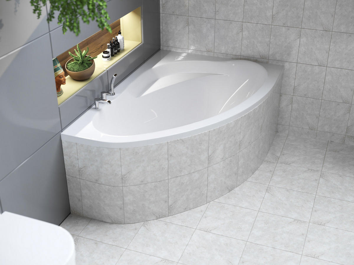 BADEWANNE Eckwanne MAREA 160/100 Rechts Ablauf & Füße - Weiß, Kunststoff (100/57.5/160cm) - bad land