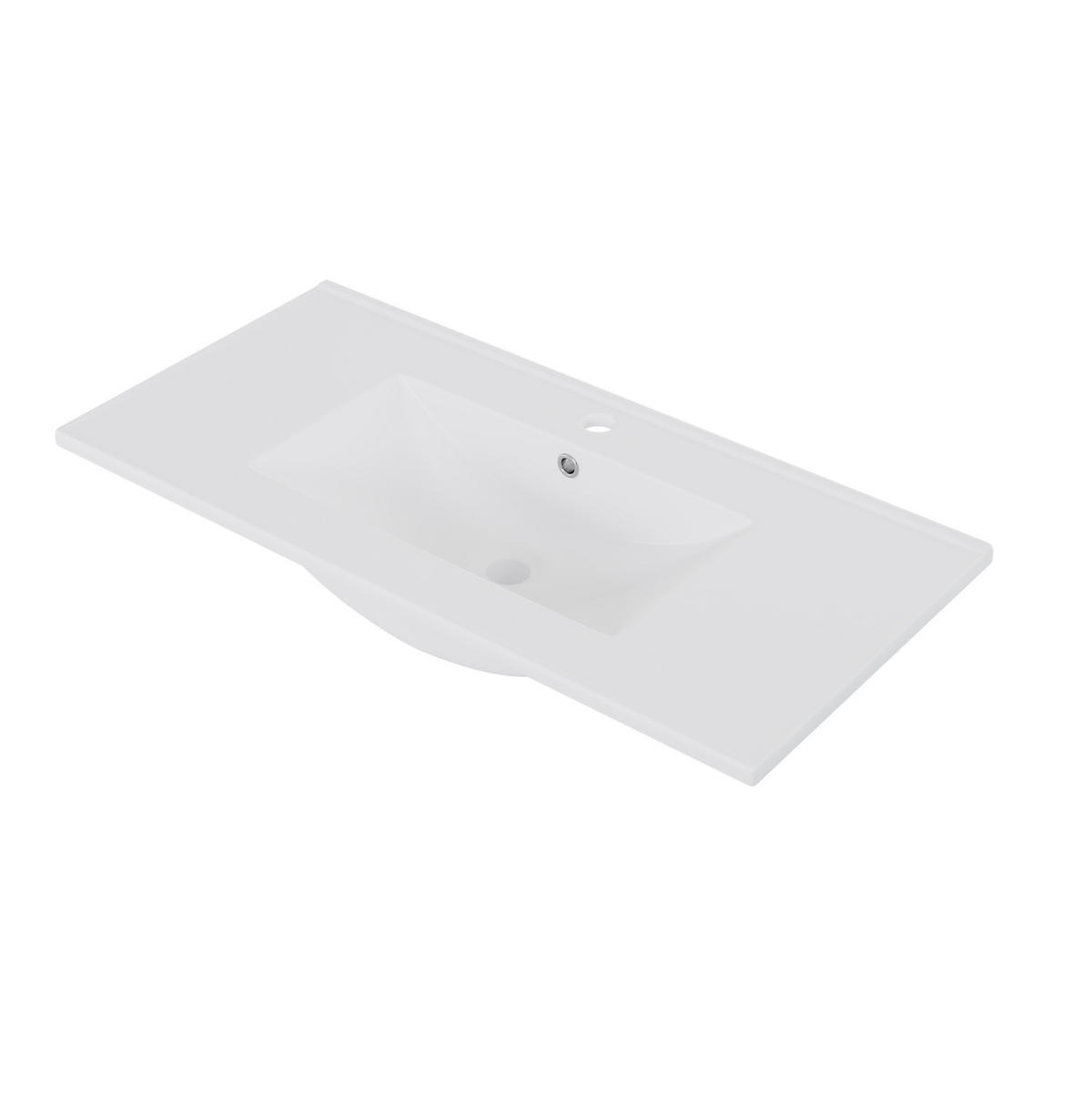 WASCHTISCHKOMBI 91,5/46,5/50,5 cm in Weiß mit LED-Sensorleuchte - Weiß, Holzwerkstoff (91/50.5/46.5cm) - BEAOK