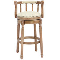 BARHOCKER drehbar Sitzhöhe ca. 75 cm Echtleder Holz Weiß - Weiß, Holz (54.8/96/54.8cm) - Meubliv