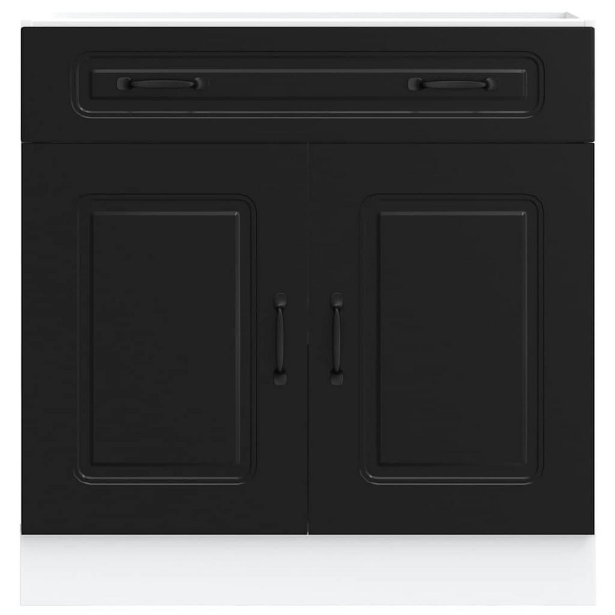 KÜCHENUNTERSCHRANK Kalmar mit 2 Türen, 1 Schublade 80/46/81,5 cm aus Holzwerkstoff Schwarz - Schwarz, Holz (80/81.5/46cm) - vidaXL