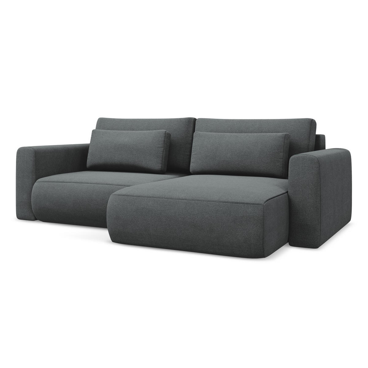 ECKSOFA mit Schlaffunktion Strukturstoff Stoff Grau - Schwarz/Grau, Kunststoff/Textil (240/149cm) - LaMiaSofa