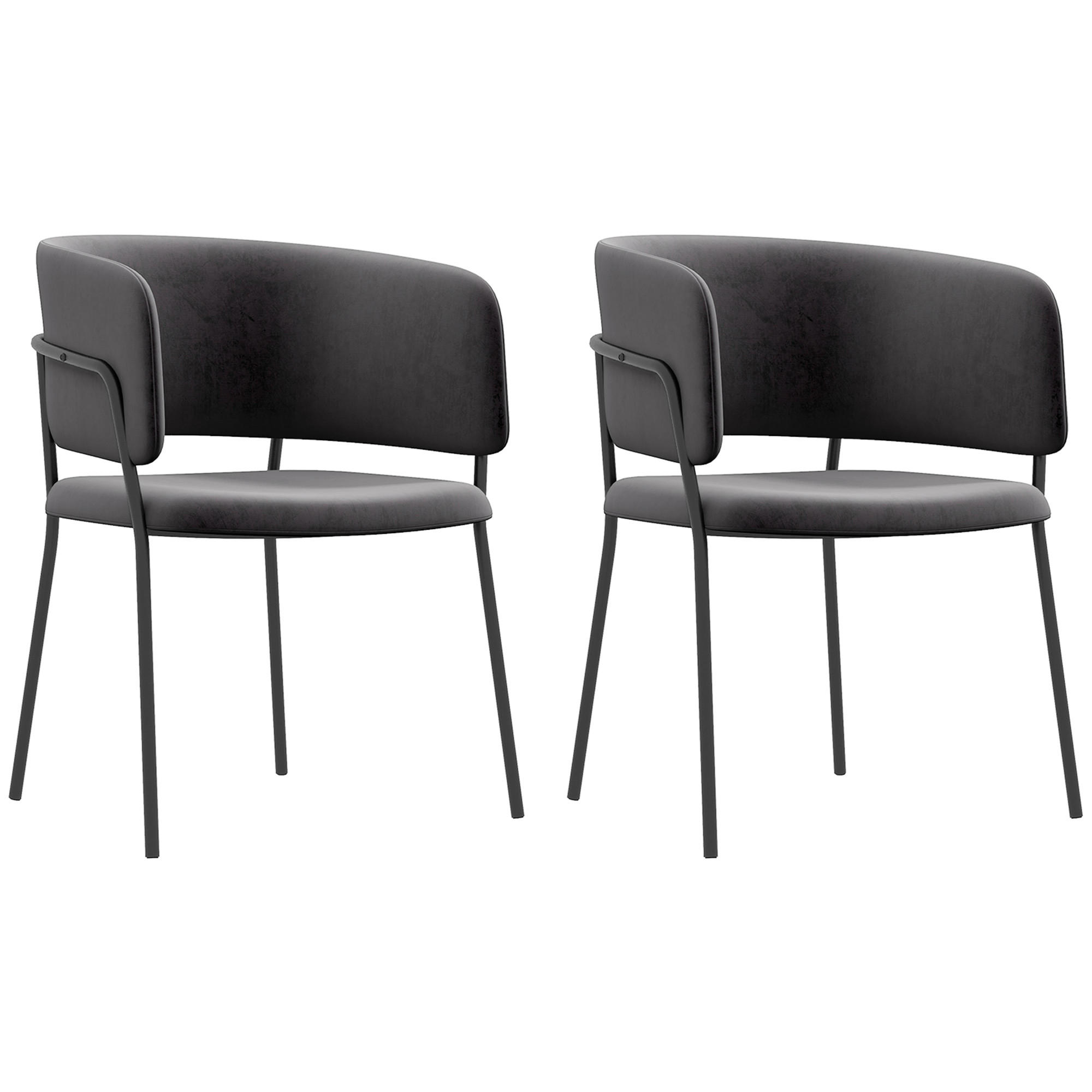 ESSZIMMERSTÜHLE, Polyester, Stahl, Grau - Grau, Kunststoff (53/73/57cm) - HOMCOM