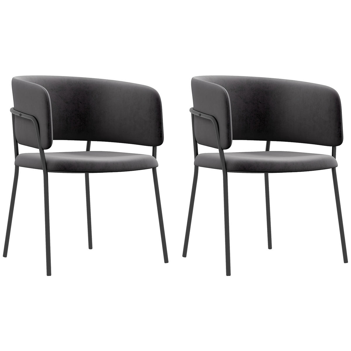 ESSZIMMERSTÜHLE, Polyester, Stahl, Grau - Grau, Kunststoff (53/73/57cm) - HOMCOM