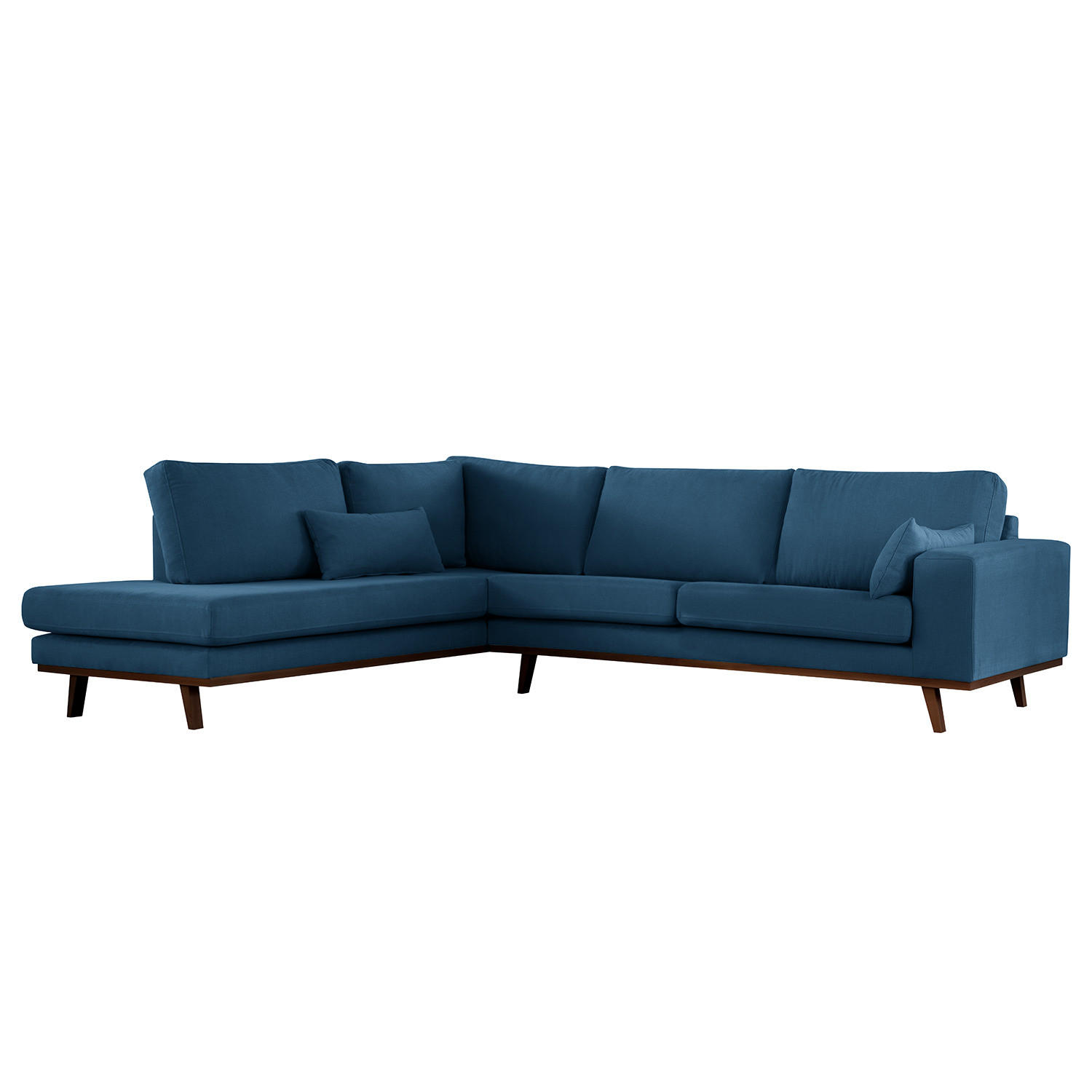 ECKSOFA mit Ottomane - Blau/Buchefarben, Textil (287/219cm) - home24