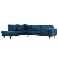 ECKSOFA mit Ottomane - Blau/Buchefarben, Textil (287/219cm) - home24