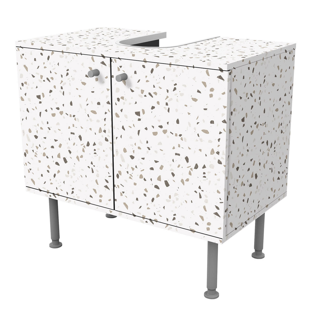 WASCHBECKENUNTERSCHRANK Detailliertes Terrazzo Muster Pompeji 60/55/35 cm - Grau, Holzwerkstoff (60/55/35cm) - Bilderwelten