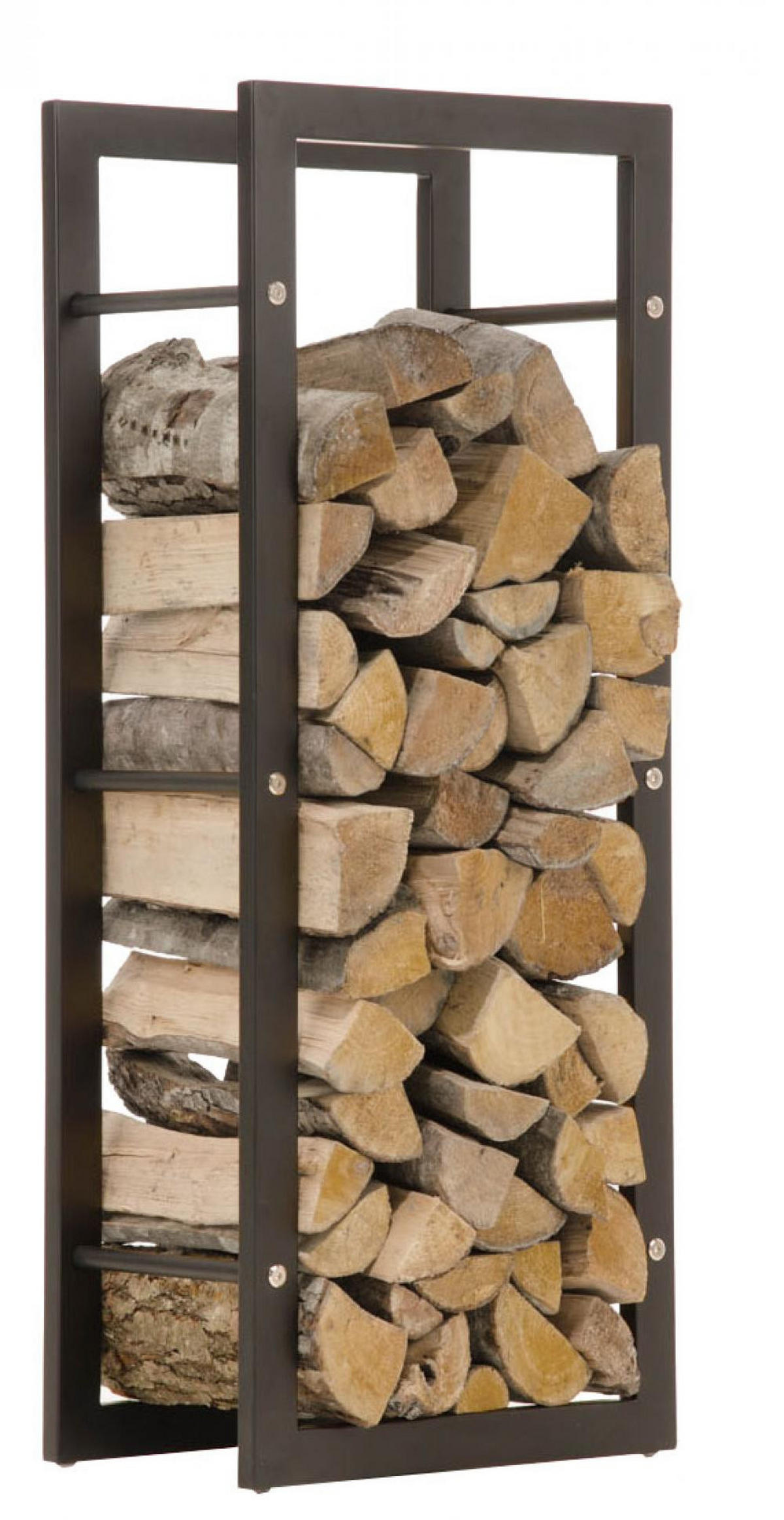 KAMINHOLZREGAL 60/25/100 cm Metall Schwarz-Matt - Schwarz, Metall (60/100/25cm) - CLP