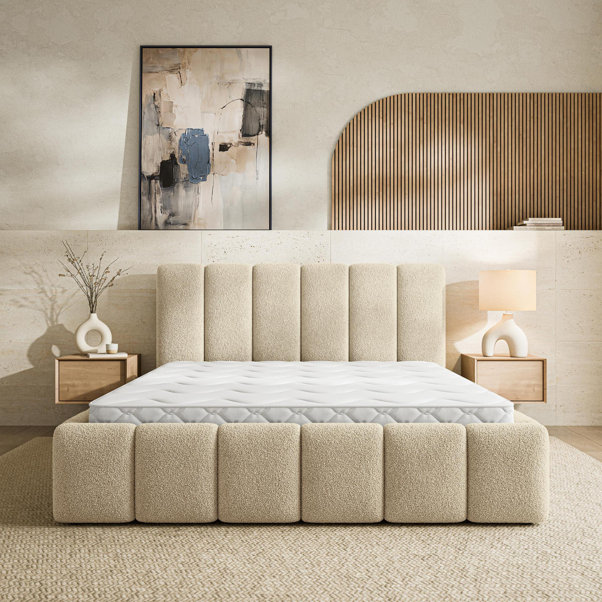 ČALOUNĚNÁ Postel RANIS 160x200 cm Krémová - krémová, kompozitní dřevo/textil (160/200cm) - MASSENO