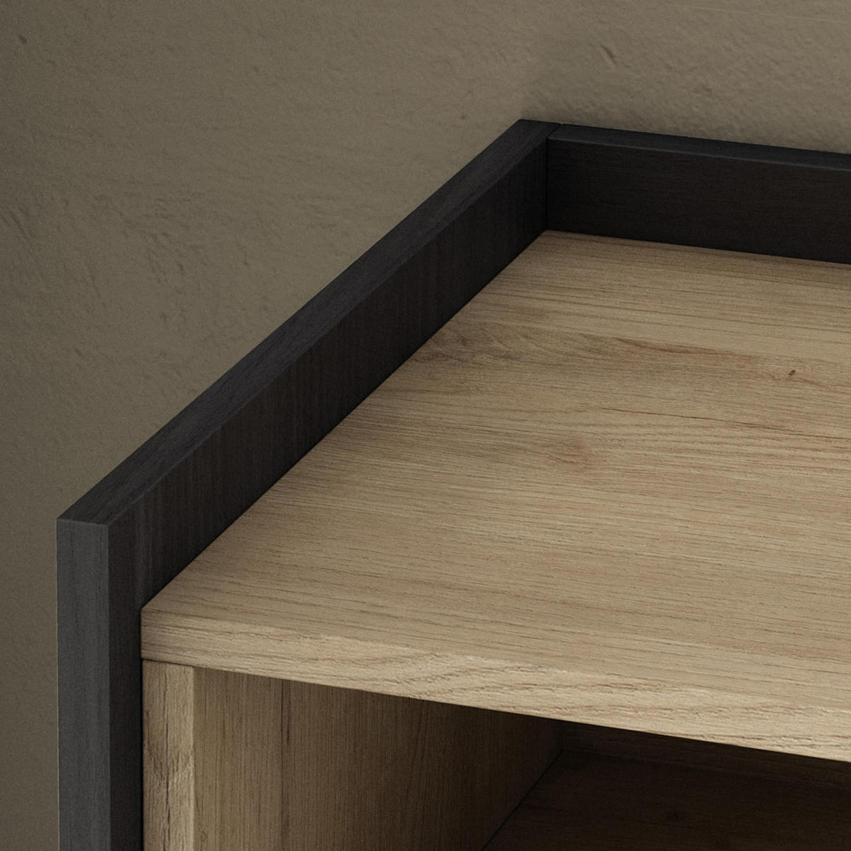SIDEBOARD, Eiche und Schwarz, 156/37/80cm, mit Led - Eichefarben, Holzwerkstoff (156/80/37cm) - Skraut Home