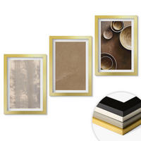 WANDBILDER 3er Set - 20x30 cm Goldrahmen - Minimalistische Texturstrukturen - Goldfarben, Kunststoff (20/30cm) - ArtPrintCave