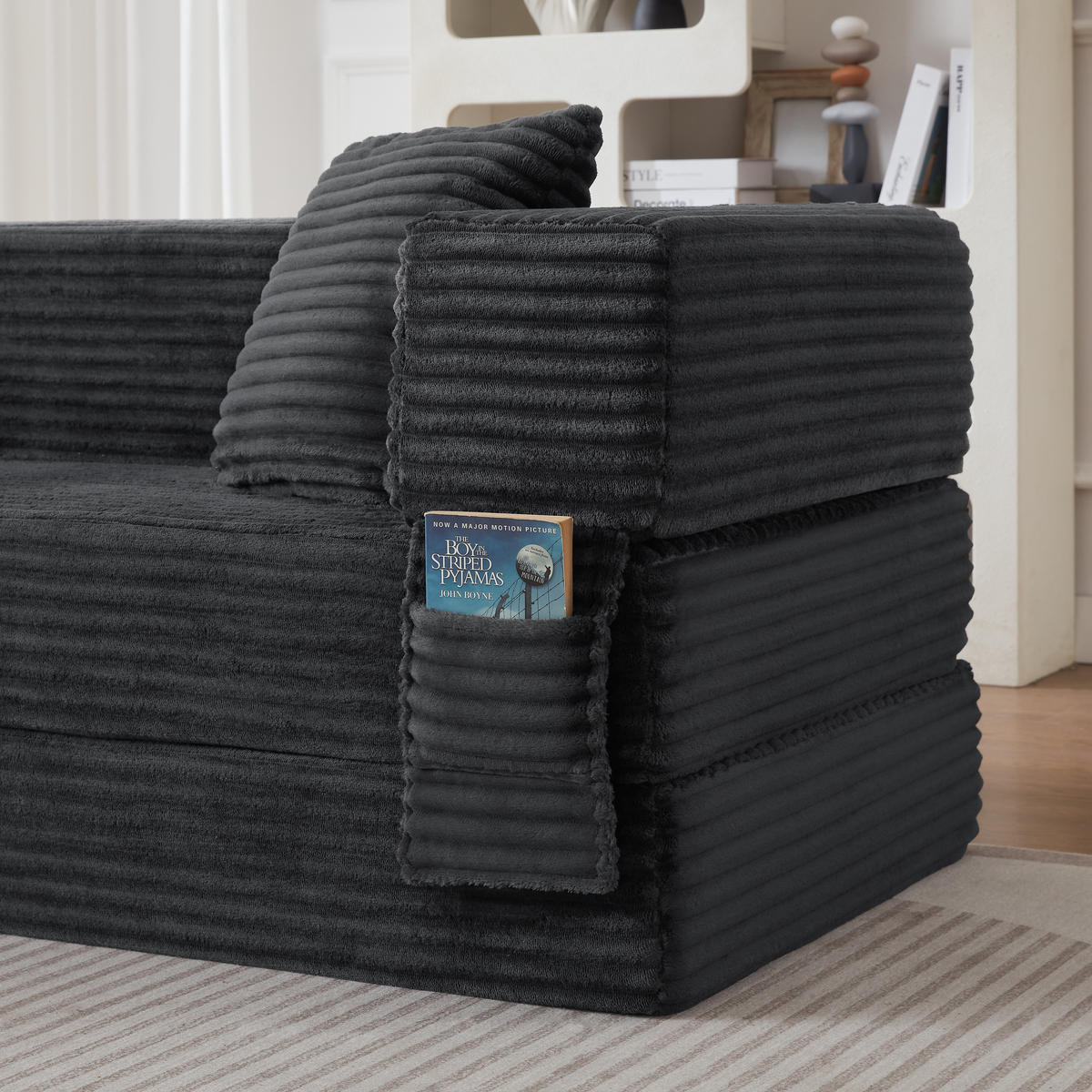 SCHLAFSOFA 2-Sitzer Sofa mit Schlaffunktion,Cord,Grau - Grau, Textil (200/60/76cm) - LVHOM