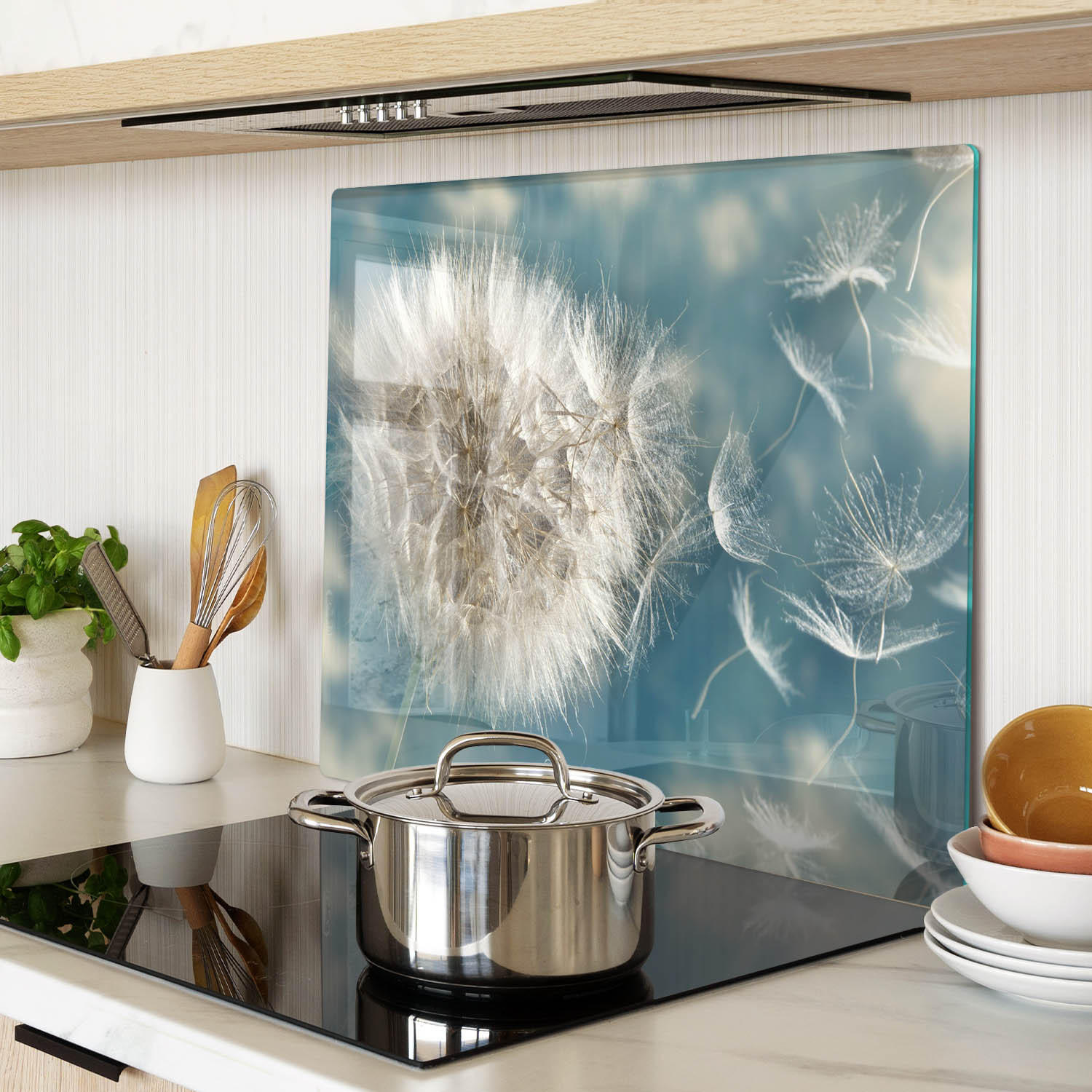 GLASPLATTE 60x52 cm Löwenzahn - Weiß, Glas (60/0.4/52cm) - TULUP