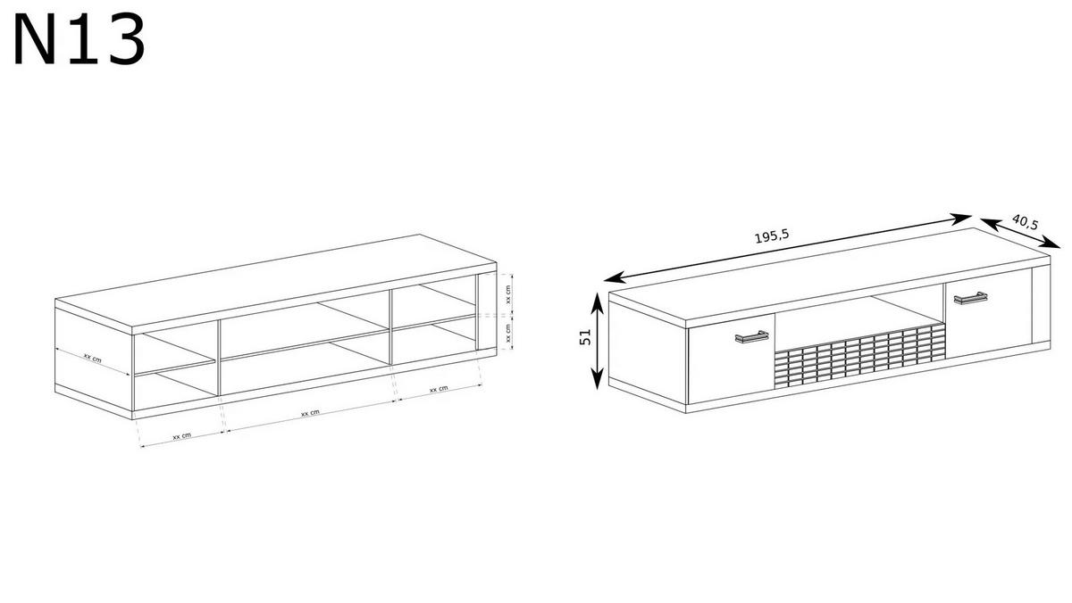 TV-SCHRANK NATURAL​ N-13 - Eichefarben, Holzwerkstoff (195/51/41cm) - Meblini