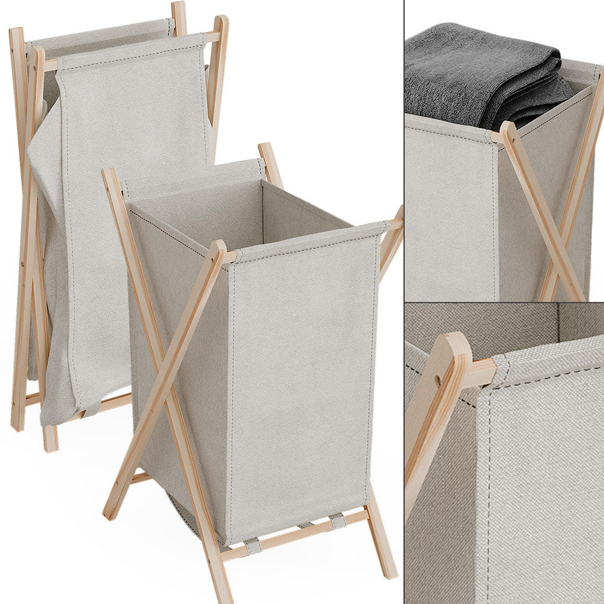 WÄSCHEKORB Bruno Beige 40 x 64 cm - Beige/Naturfarben, Holzwerkstoff (40/64/45cm) - Vicco