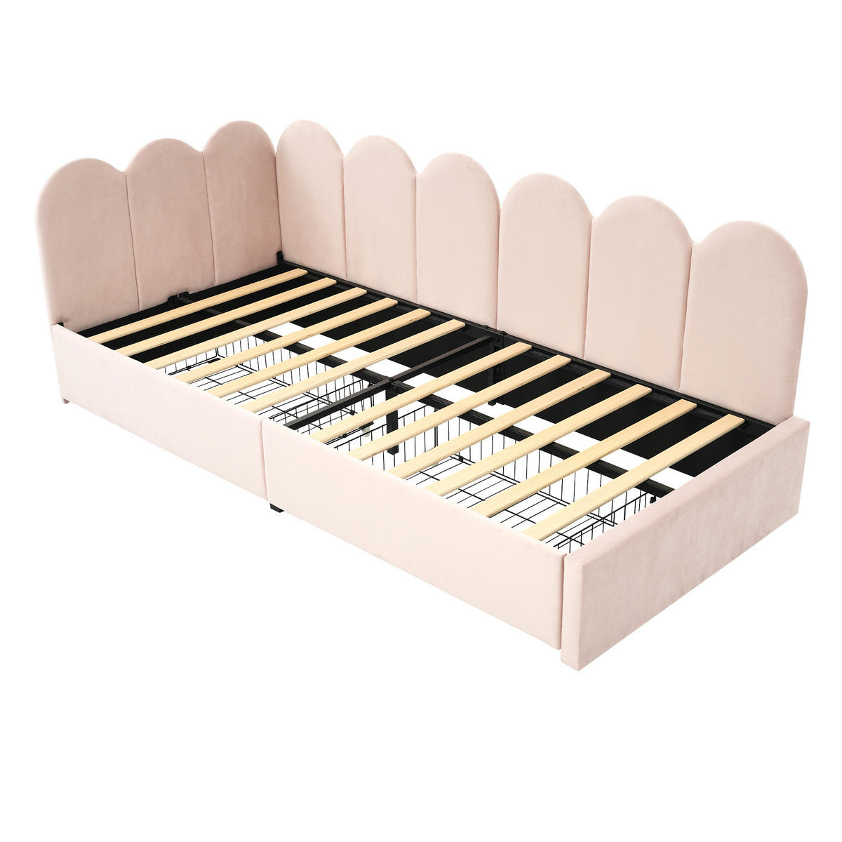 POLSTERBETT 90/190 cm Rosa mit Schubladen Stauraumbett aus Samt - Rosa, Textil (90/190cm) - OKWISH