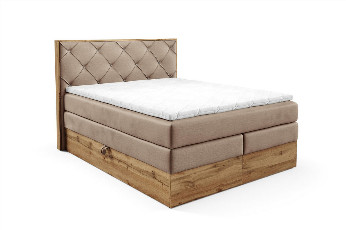 BOXSPRINGBETT Navel - Beige, Holzwerkstoff/Textil (140/200cm) - Fun Möbel