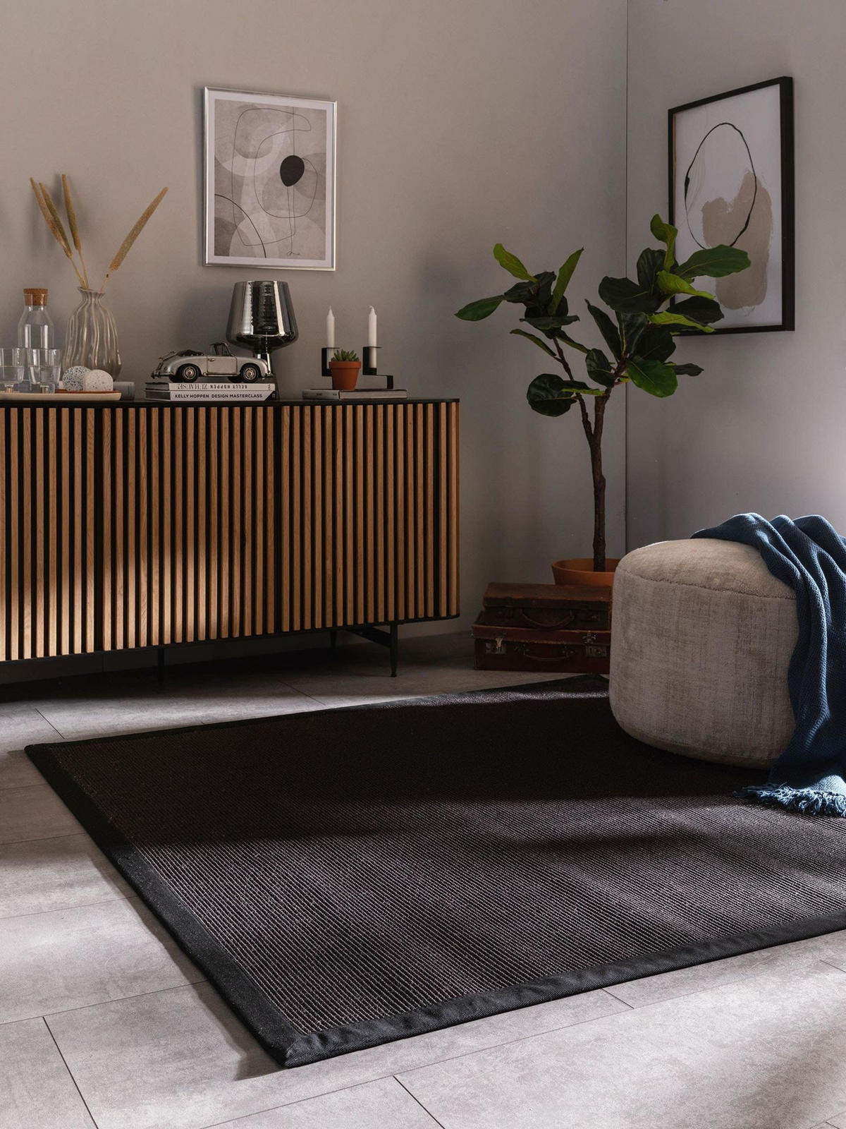 SISAL koberec Sana Čierna 200x200 cm - čierna, plast/prírodné materiály (200/1cm) - KUNSTLOFT